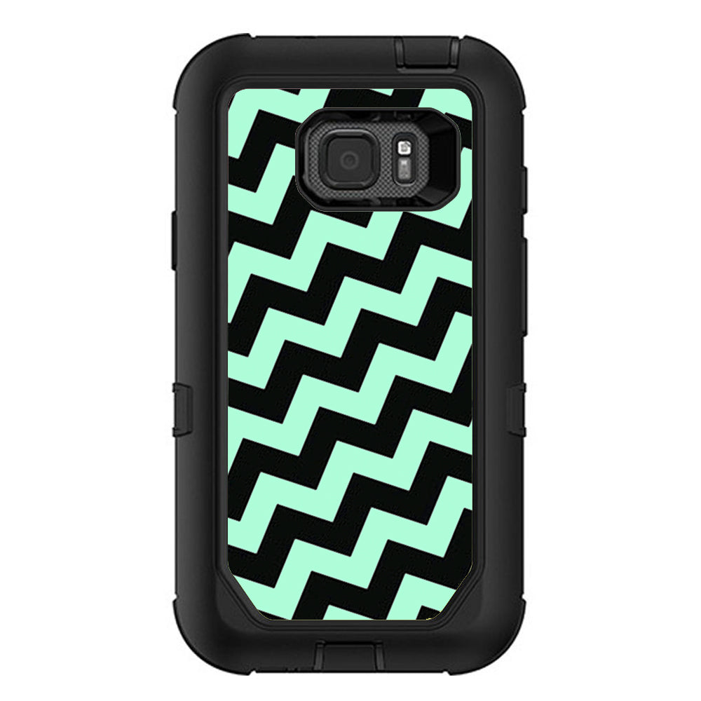  Teal And Black Chevron Otterbox Defender Samsung Galaxy S7 Active Skin