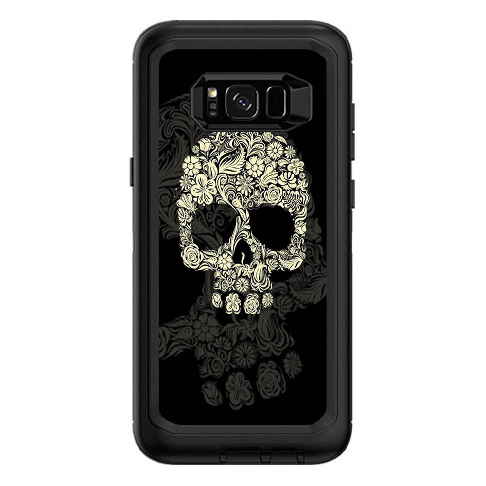  Flower Skull, Floral Skeleton Otterbox Defender Samsung Galaxy S8 Plus Skin