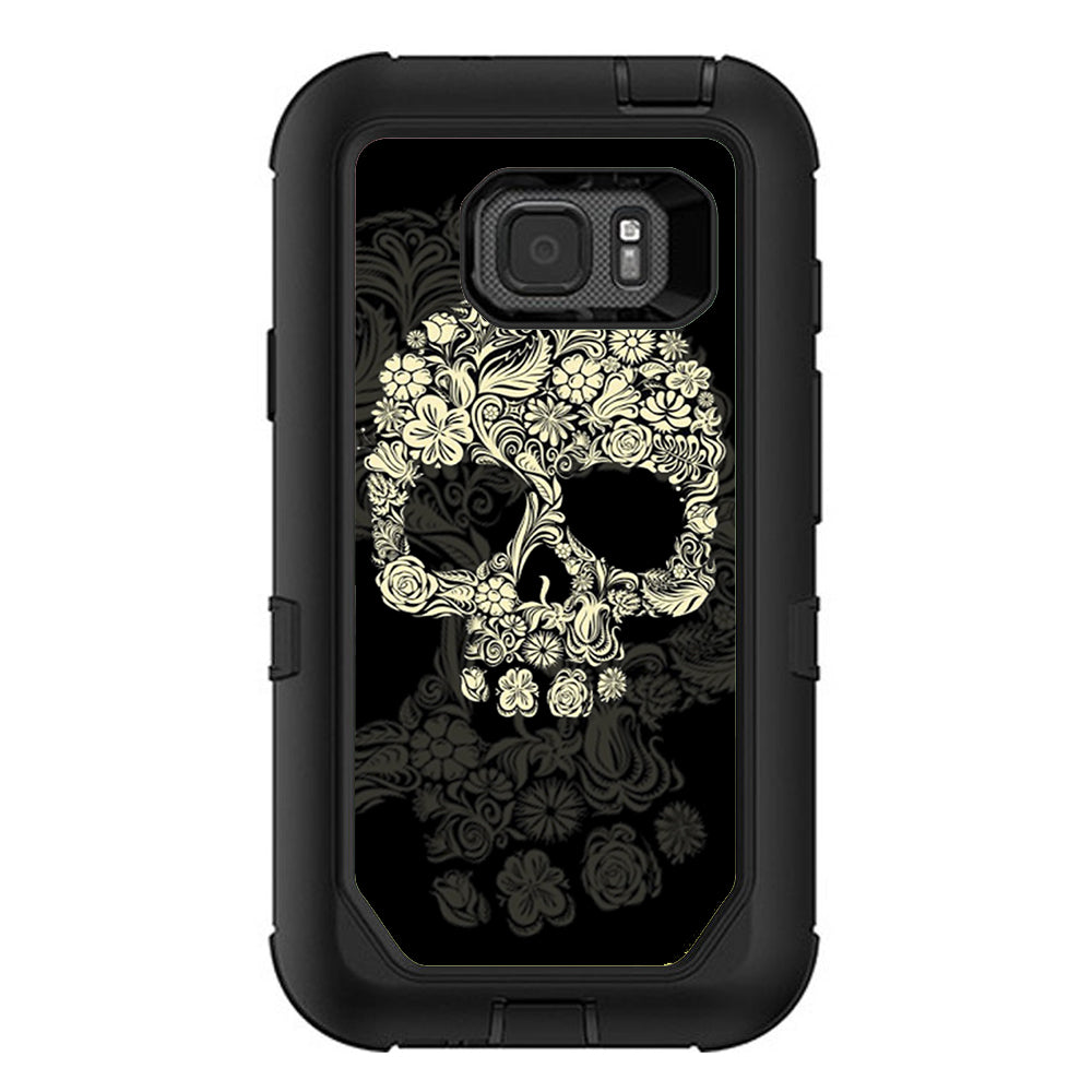  Flower Skull, Floral Skeleton Otterbox Defender Samsung Galaxy S7 Active Skin