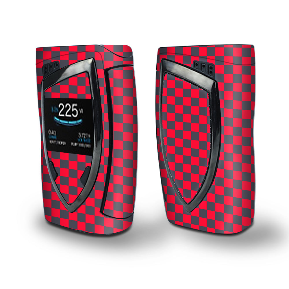 Skin Decal Vinyl Wrap for Smok Devilkin Kit 225w Vape (includes TFV12 Prince Tank Skins) skins cover / Red Gray Checkers