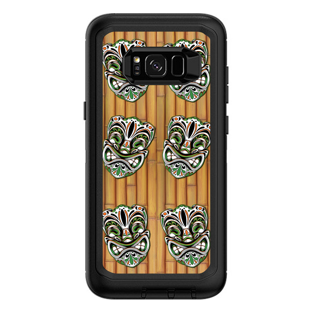  Tiki Faces On Bamboo Otterbox Defender Samsung Galaxy S8 Plus Skin