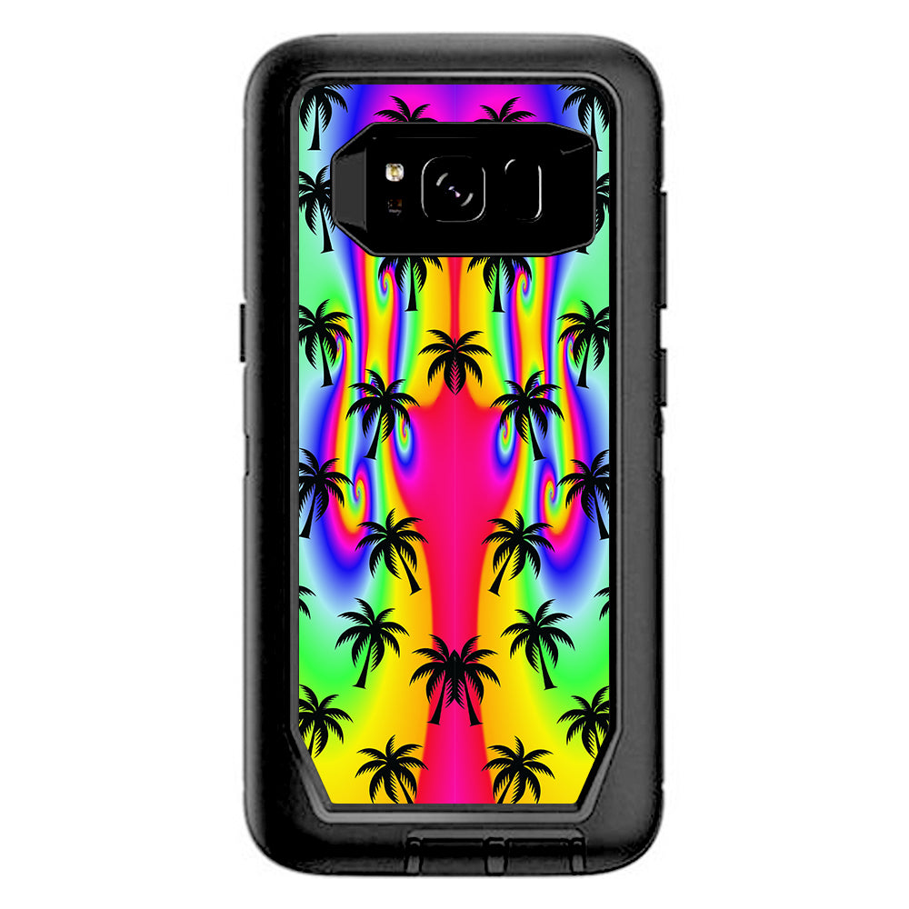  Rainbow Palm Tree Otterbox Defender Samsung Galaxy S8 Skin