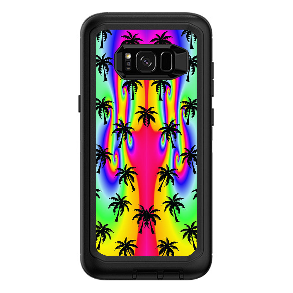  Rainbow Palm Tree Otterbox Defender Samsung Galaxy S8 Plus Skin