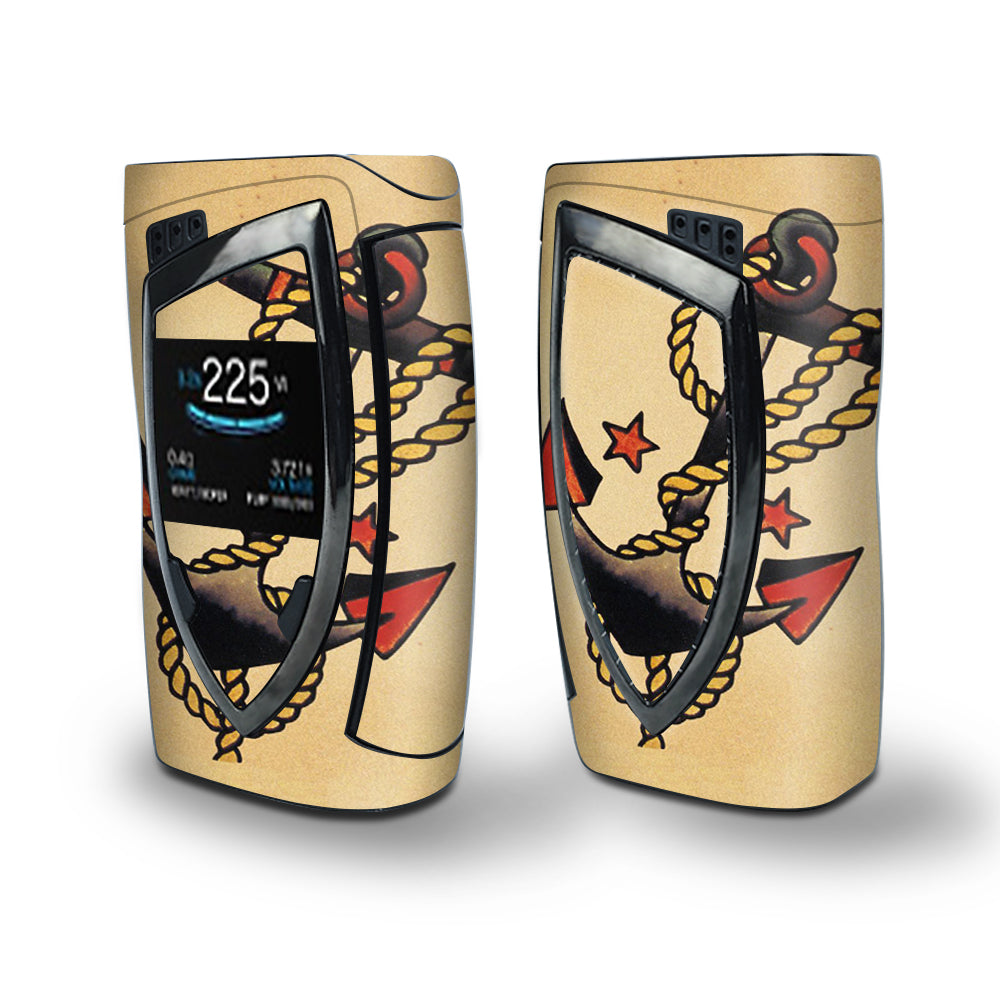 Skin Decal Vinyl Wrap for Smok Devilkin Kit 225w Vape (includes TFV12 Prince Tank Skins) skins cover / Tattoo Anchor, Traditional Art