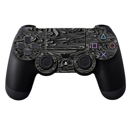  Black Flowers Floral Pattern Sony Playstation PS4 Controller Skin