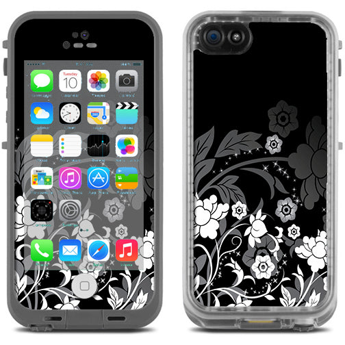  Black Floral Pattern Lifeproof Fre iPhone 5C Skin