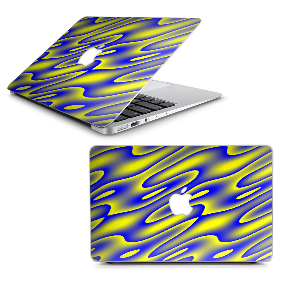  Neon Blue Yellow Trippy Macbook Air 11" A1370 A1465 Skin