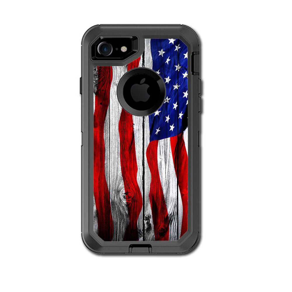  American Flag On Wood Otterbox Defender iPhone 7 or iPhone 8 Skin