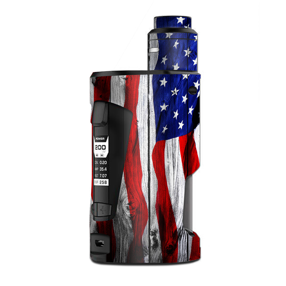  American Flag On Wood G Box Squonk Geek Vape Skin