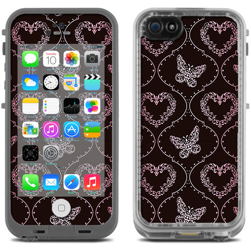  Butterfly Heart Pattern Lifeproof Fre iPhone 5C Skin