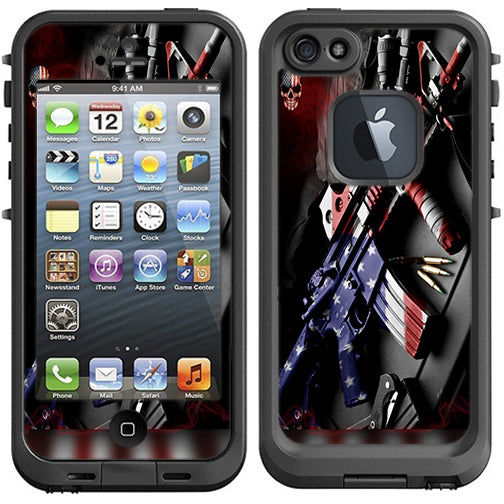  Ar Military Rifle America Flag Lifeproof Fre iPhone 5 Skin
