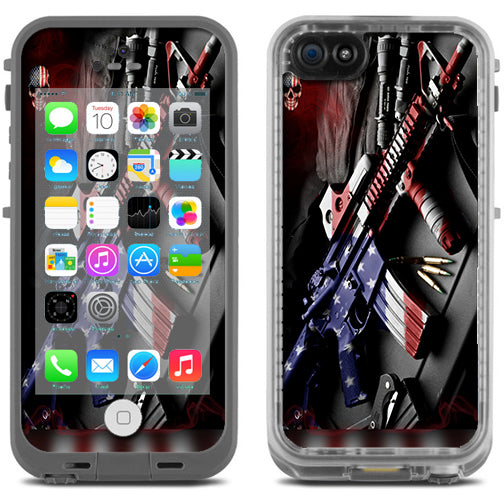  Ar Military Rifle America Flag Lifeproof Fre iPhone 5C Skin