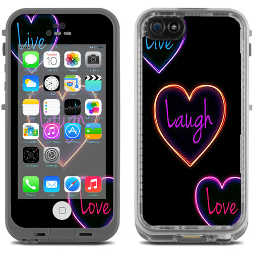  Neon Hearts, Live,Love,Life Lifeproof Fre iPhone 5C Skin
