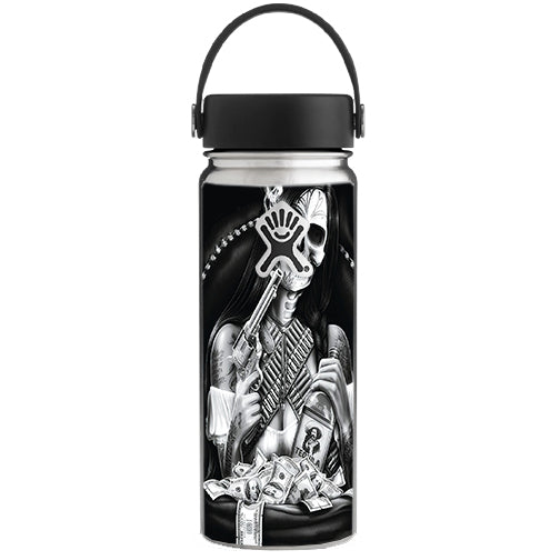  Skull Girl Gangster, Day Of The Dead Hydroflask 18oz Wide Mouth Skin