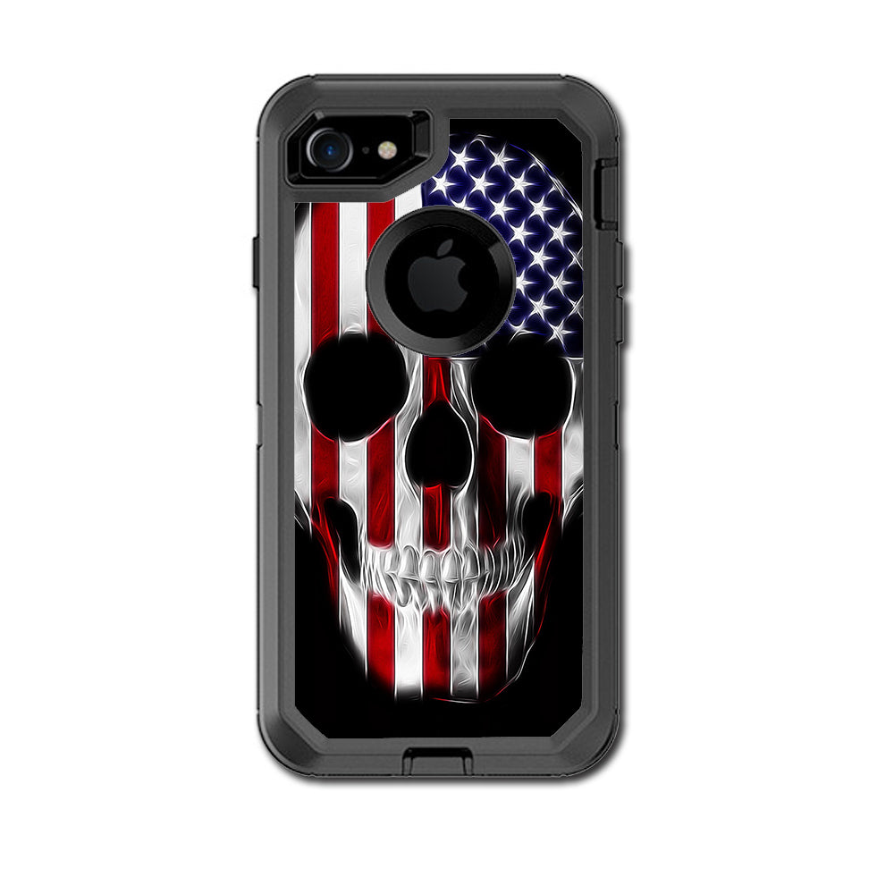  American Skull Flag In Skull Otterbox Defender iPhone 7 or iPhone 8 Skin