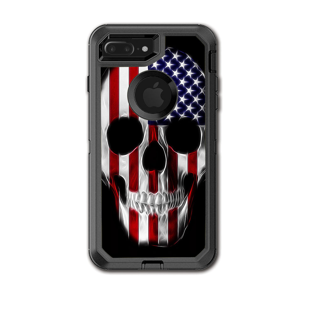  American Skull Flag In Skull Otterbox Defender iPhone 7+ Plus or iPhone 8+ Plus Skin
