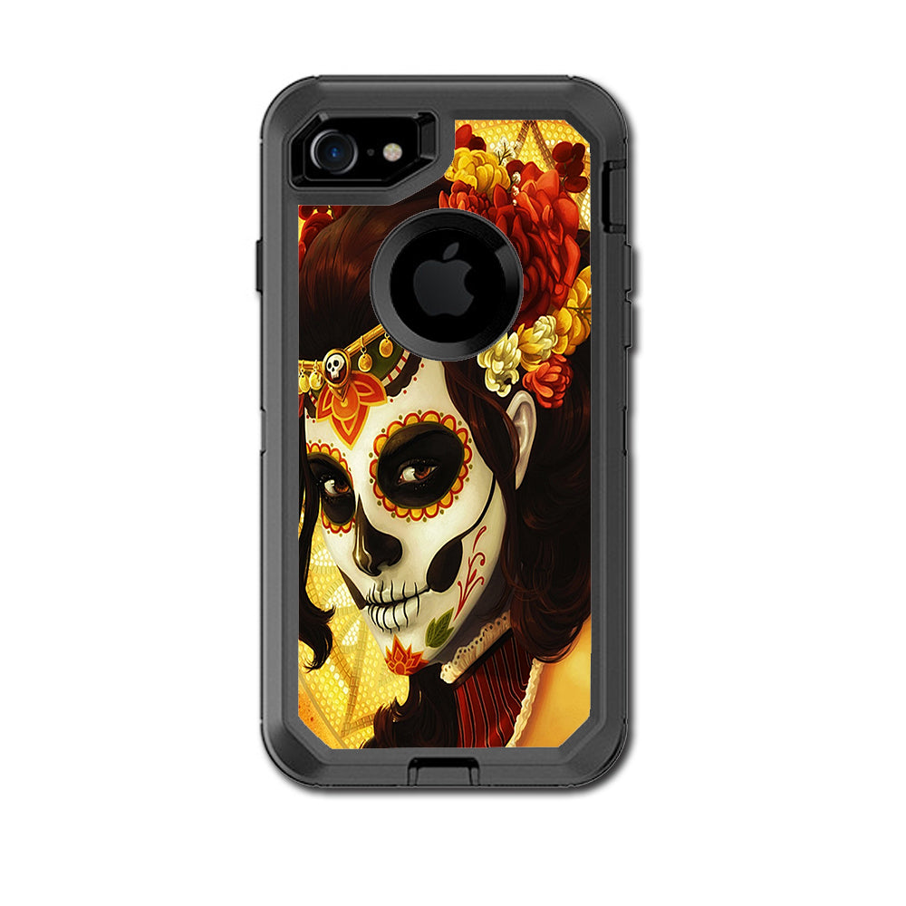  Skull Girl Dia De Los Muertos Paint Otterbox Defender iPhone 7 or iPhone 8 Skin