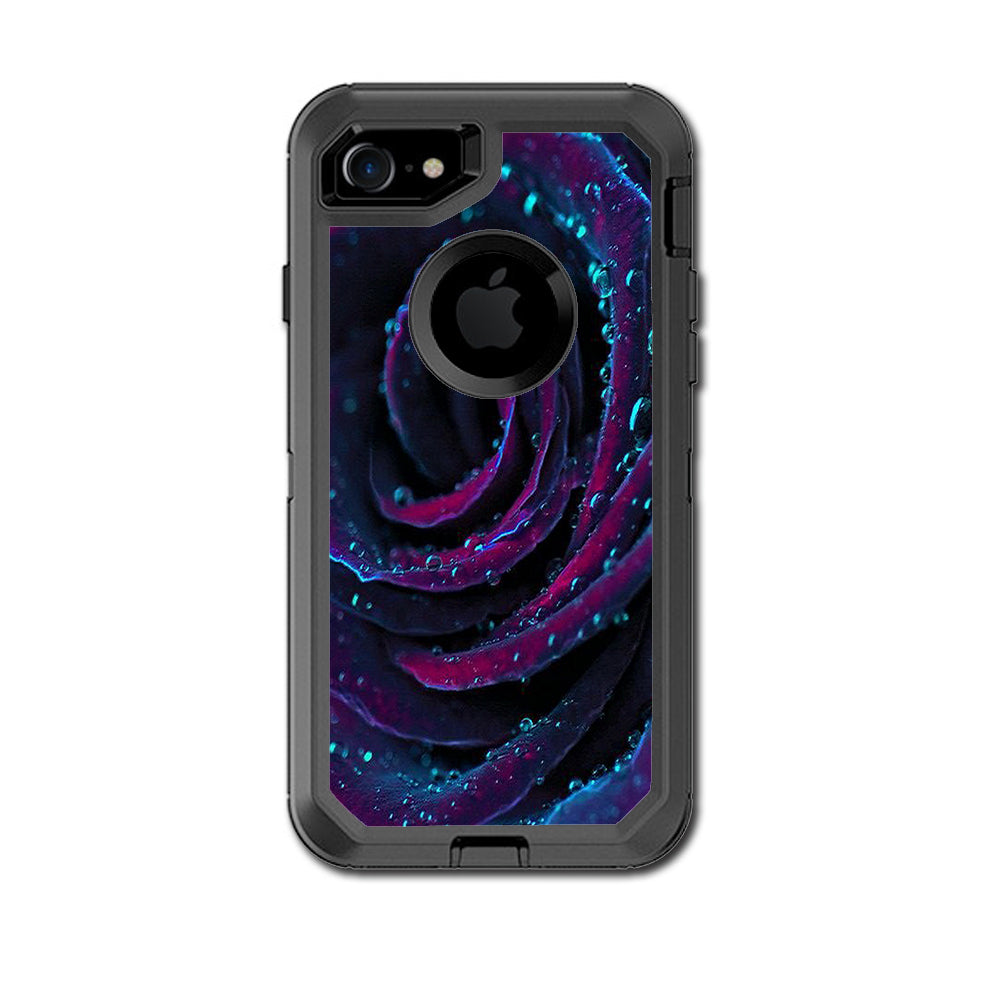  Purple Rose Pedals Water Drops Otterbox Defender iPhone 7 or iPhone 8 Skin
