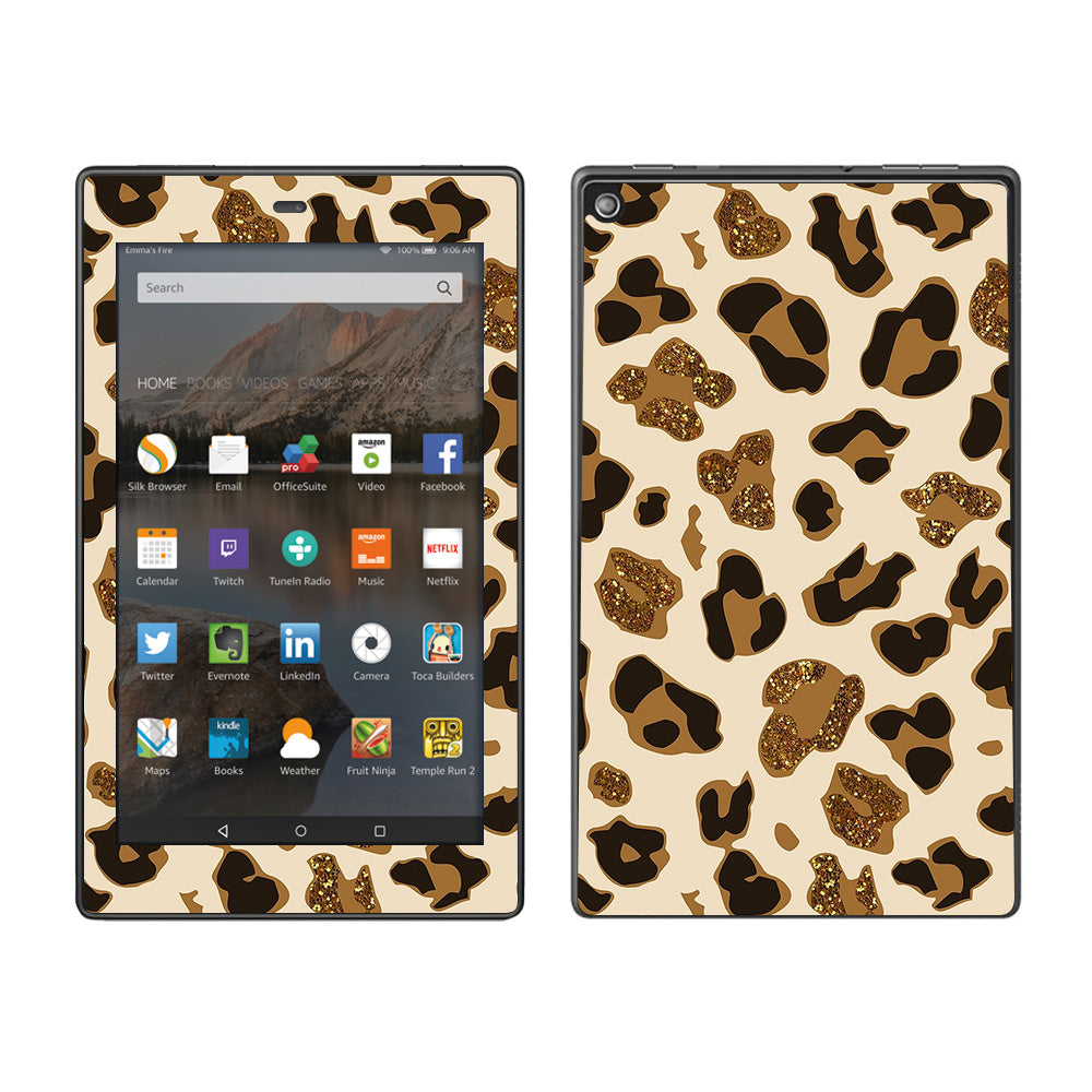  Leopard Print Glitter Print (Not Real Glitter) Amazon Fire HD 8 Skin