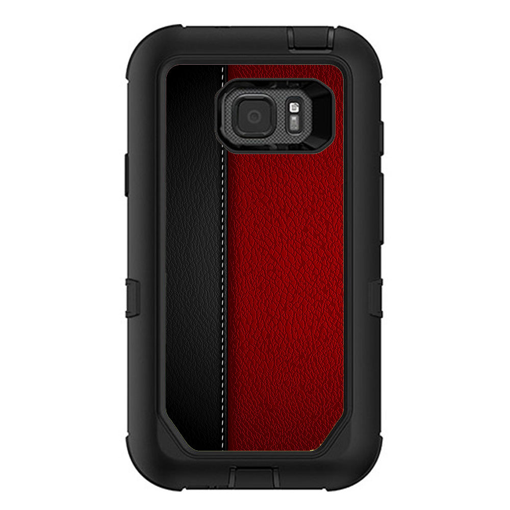  Black And Red Leather Pattern Otterbox Defender Samsung Galaxy S7 Active Skin