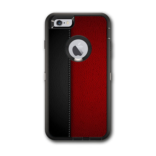  Black And Red Leather Pattern Otterbox Defender iPhone 6 PLUS Skin