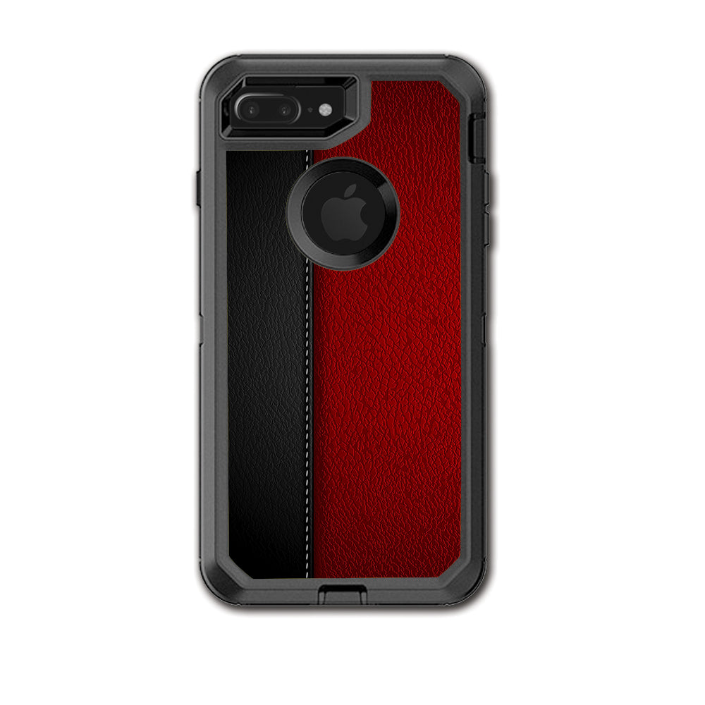  Black And Red Leather Pattern Otterbox Defender iPhone 7+ Plus or iPhone 8+ Plus Skin