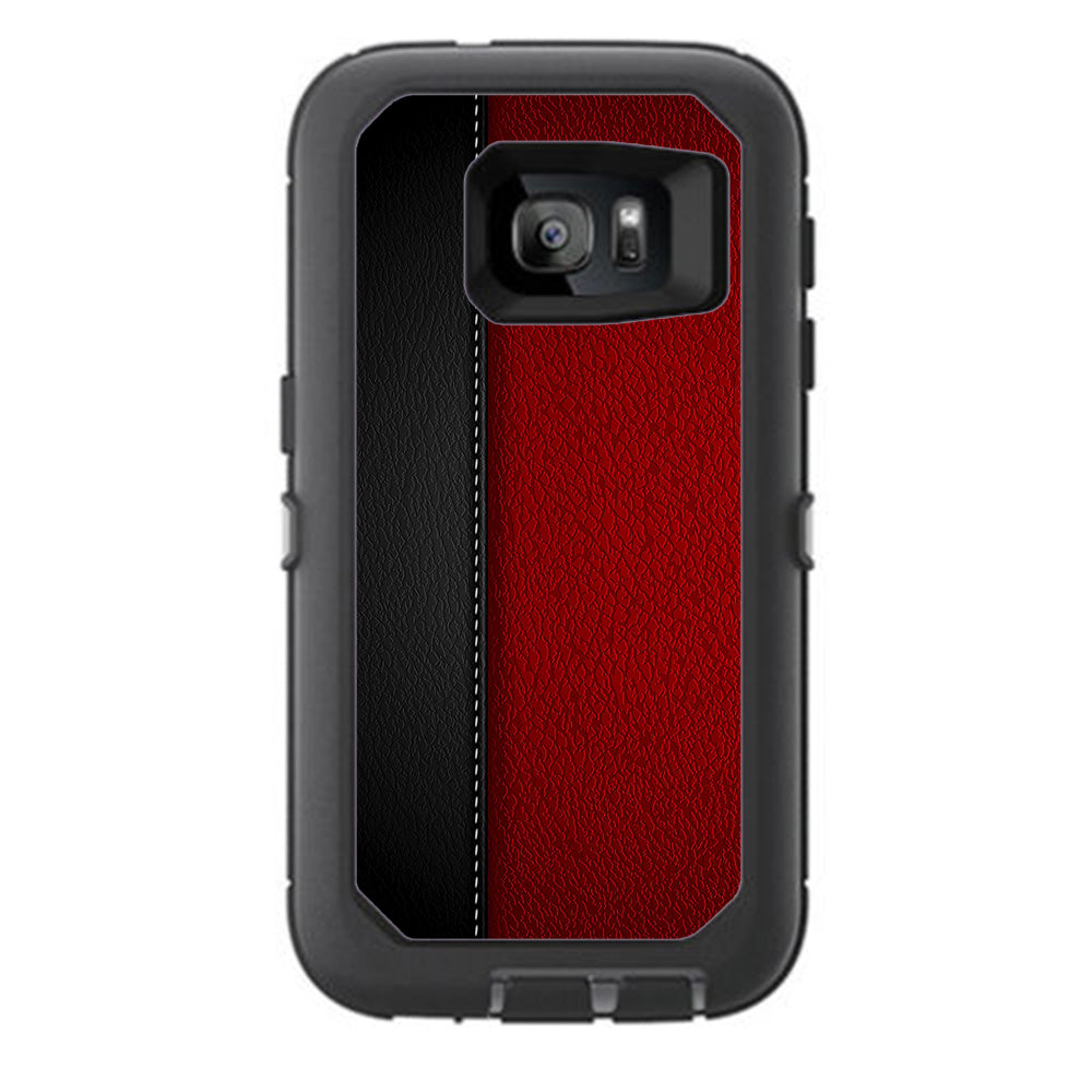  Black And Red Leather Pattern Otterbox Defender Samsung Galaxy S7 Skin