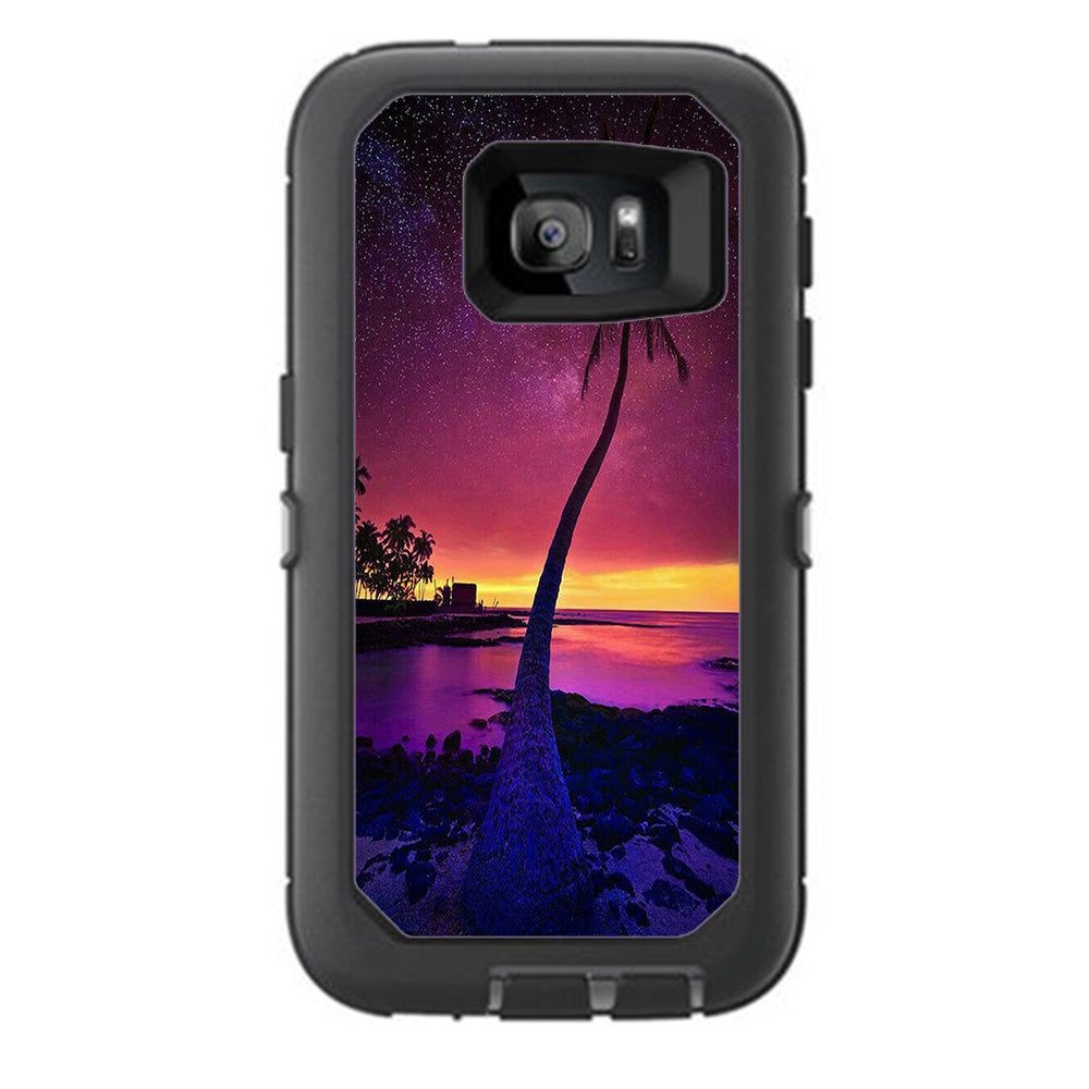  Palm Tree Stars And Sunset Purple Otterbox Defender Samsung Galaxy S7 Skin