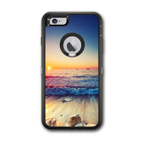  Beach Tide Water Rocks Sunset Otterbox Defender iPhone 6 PLUS Skin