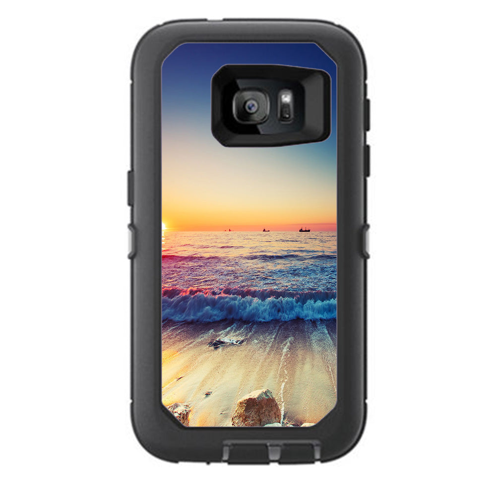  Beach Tide Water Rocks Sunset Otterbox Defender Samsung Galaxy S7 Skin