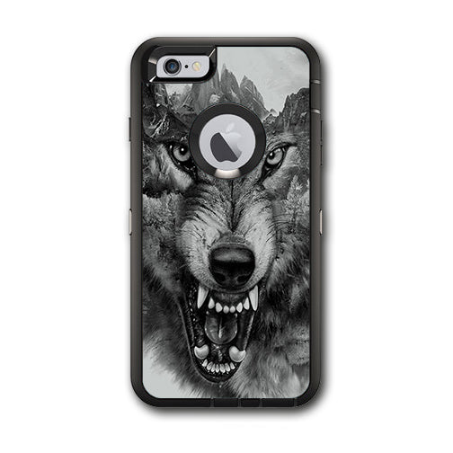  Angry Wolf Growling Mountains Otterbox Defender iPhone 6 PLUS Skin