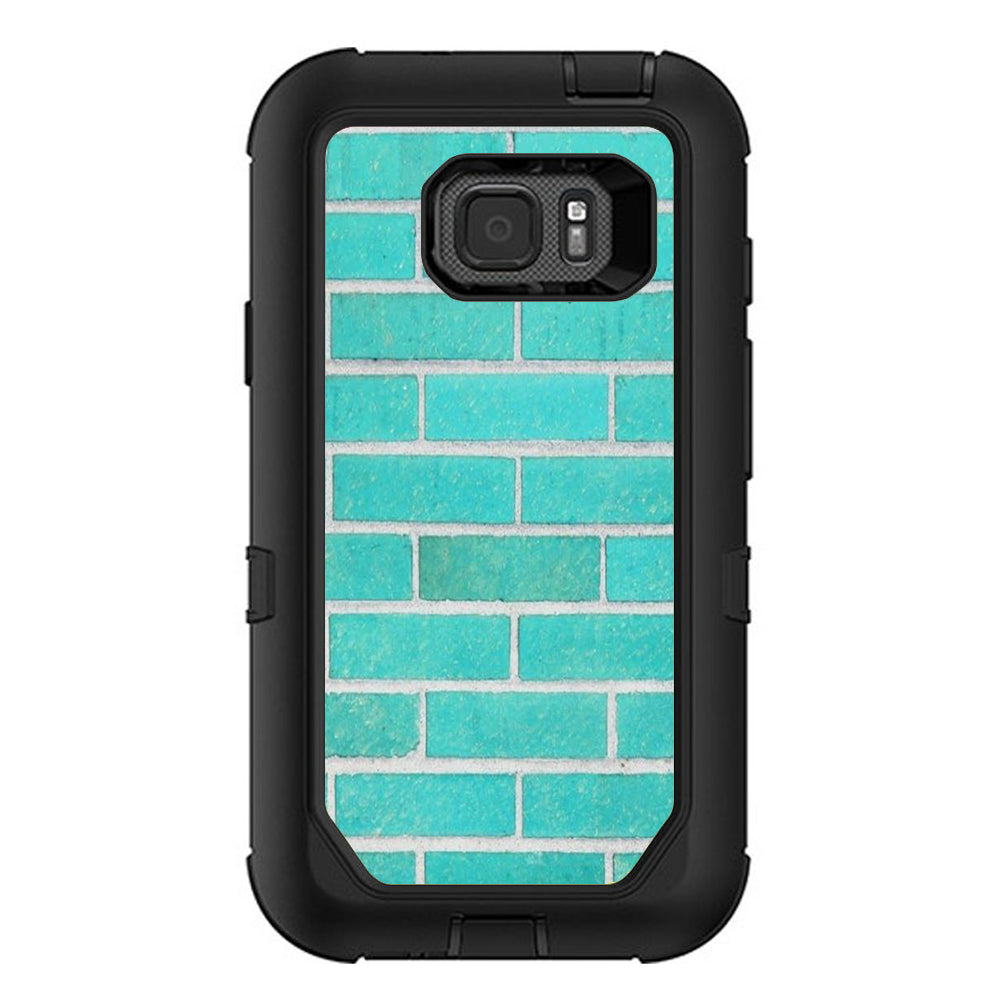  Teal Baby Blue Brick Wall Otterbox Defender Samsung Galaxy S7 Active Skin