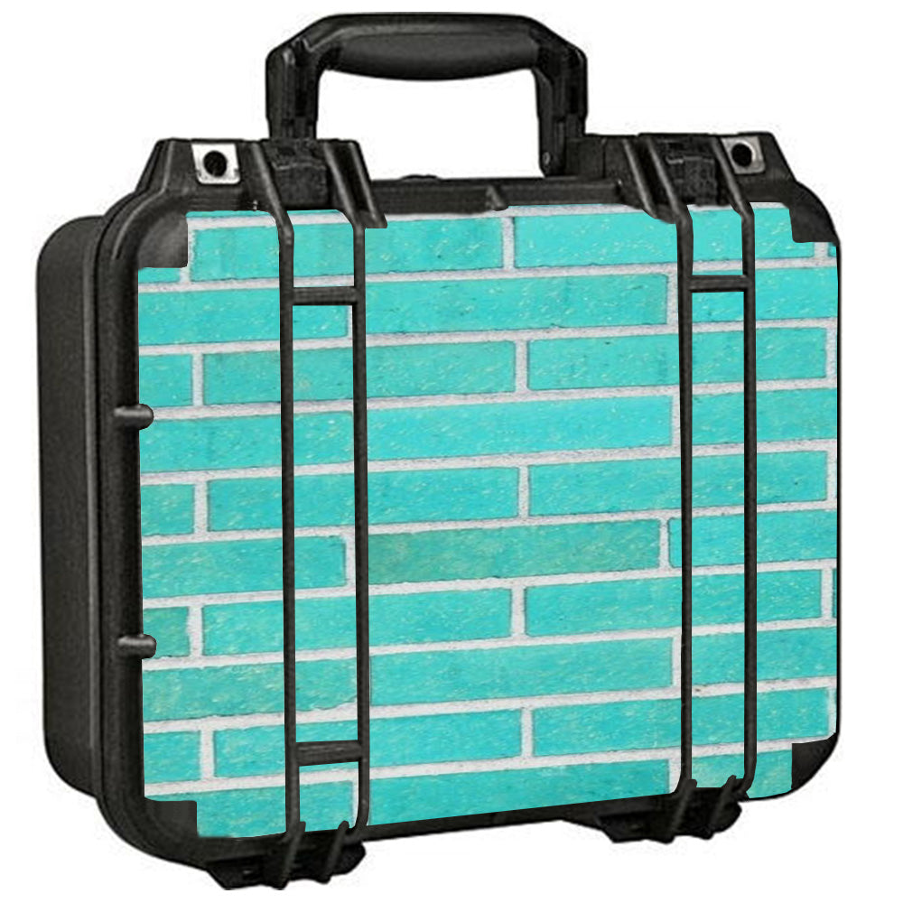  Teal Baby Blue Brick Wall Pelican Case 1400 Skin