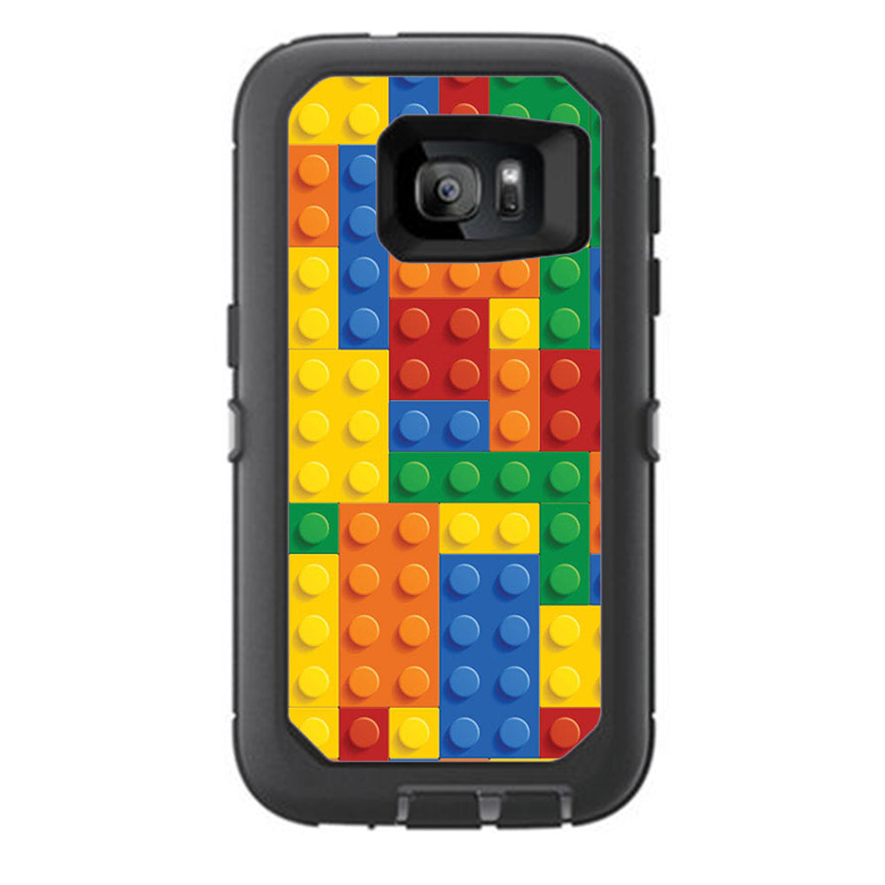  Playing Blocks Bricks Colorful Snap Otterbox Defender Samsung Galaxy S7 Skin
