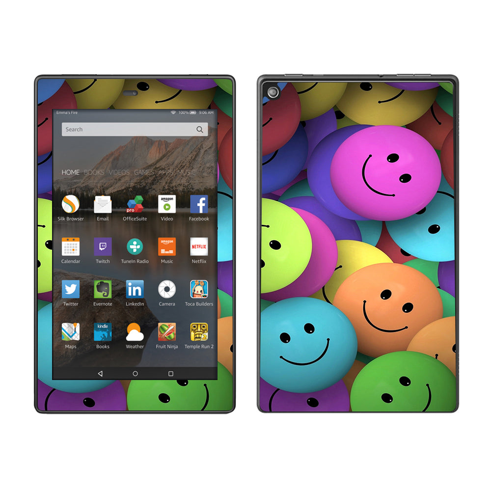  Colorful Smiley Faces Balls Amazon Fire HD 8 Skin