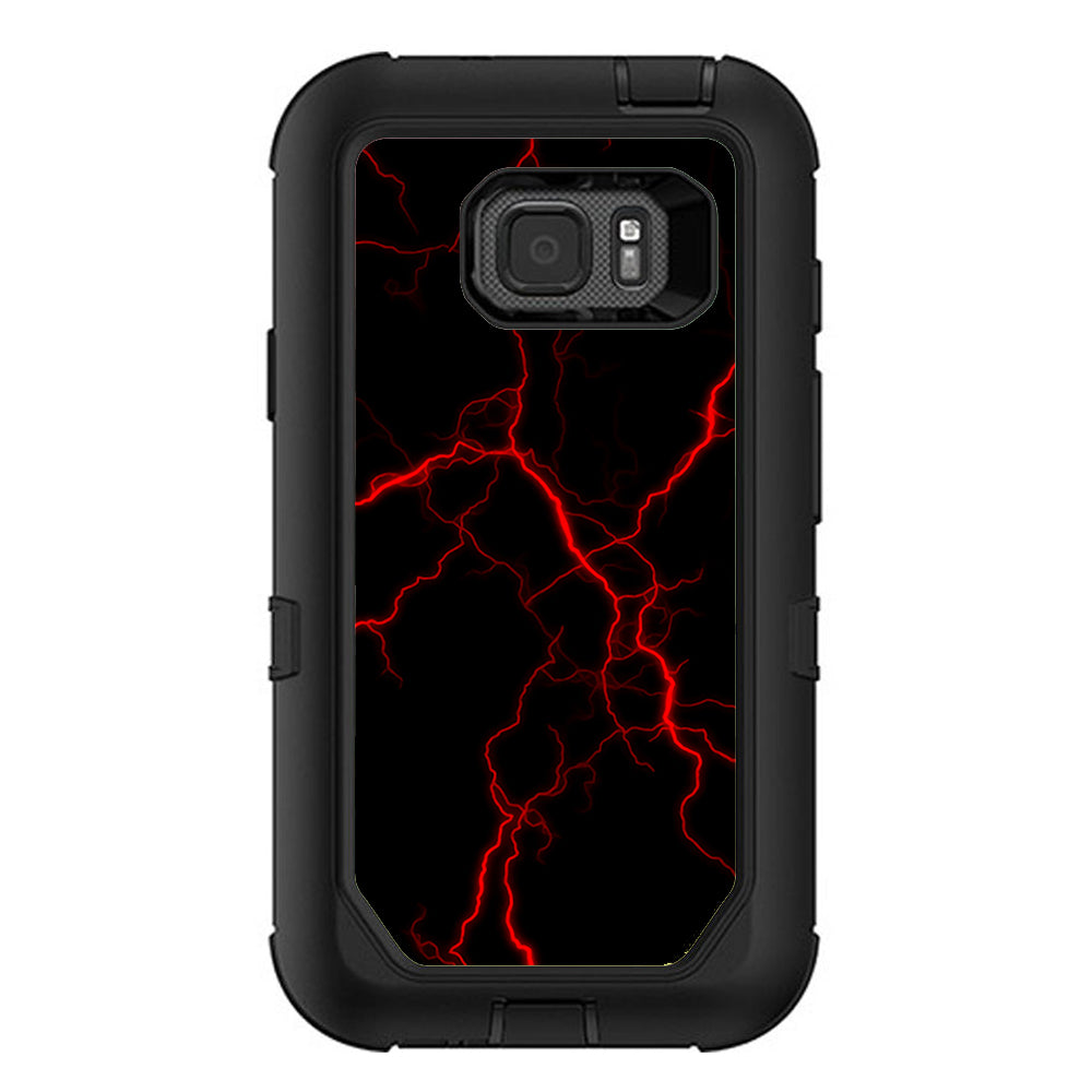  Red Lightning Bolts Electric Otterbox Defender Samsung Galaxy S7 Active Skin
