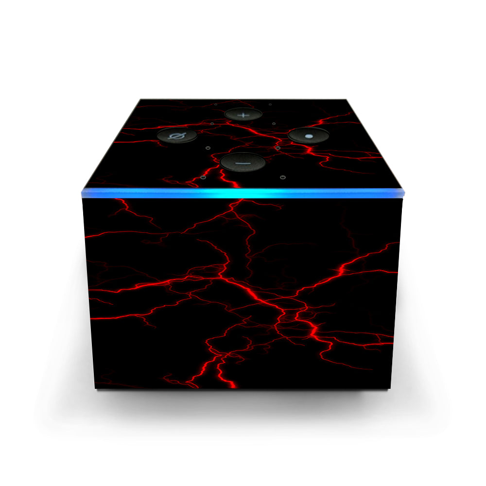  Red Lightning Bolts Electric Amazon Fire TV Cube Skin