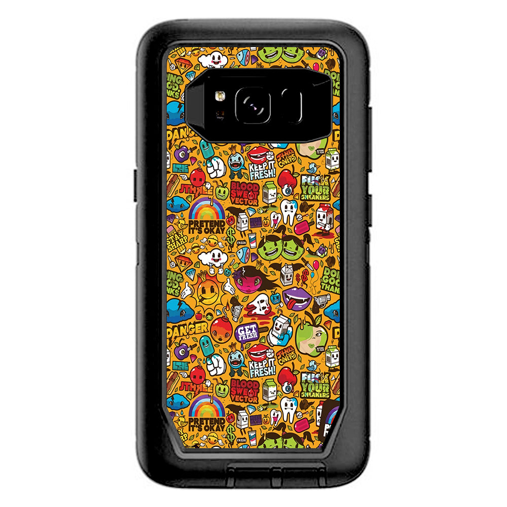  Comic Sticker Slap Cartoon Otterbox Defender Samsung Galaxy S8 Skin