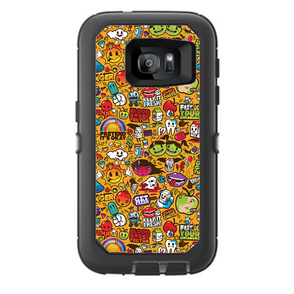  Comic Sticker Slap Cartoon Otterbox Defender Samsung Galaxy S7 Skin