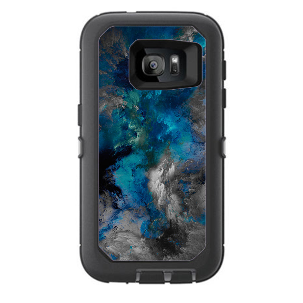  Blue Grey Painted Clouds Watercolor Otterbox Defender Samsung Galaxy S7 Skin