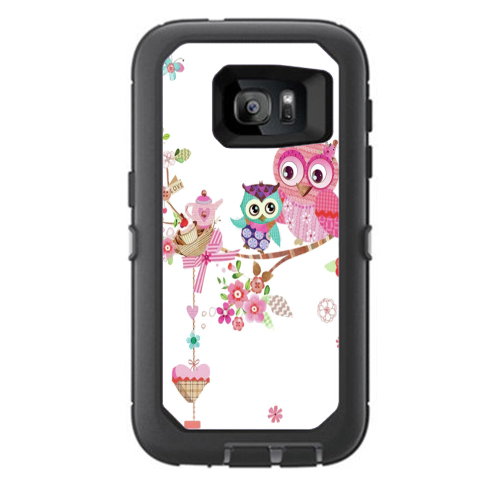  Owls In Tree Teacup Cupcake Otterbox Defender Samsung Galaxy S7 Skin