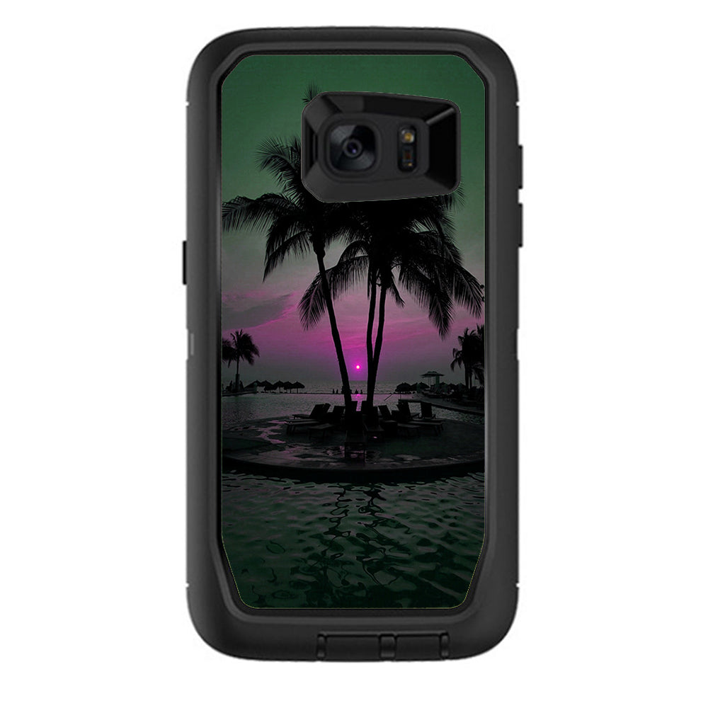  Sunset Tropical Paradise Poolside Otterbox Defender Samsung Galaxy S7 Edge Skin