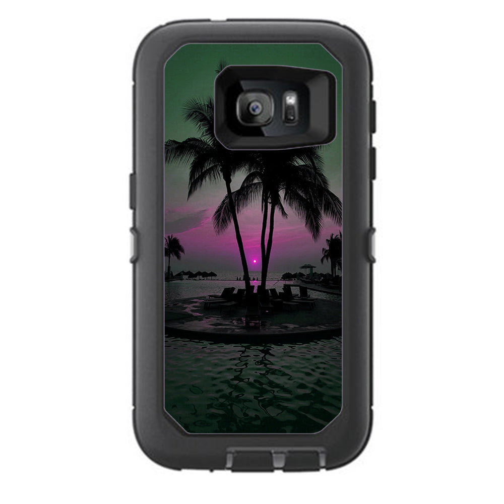  Sunset Tropical Paradise Poolside Otterbox Defender Samsung Galaxy S7 Skin
