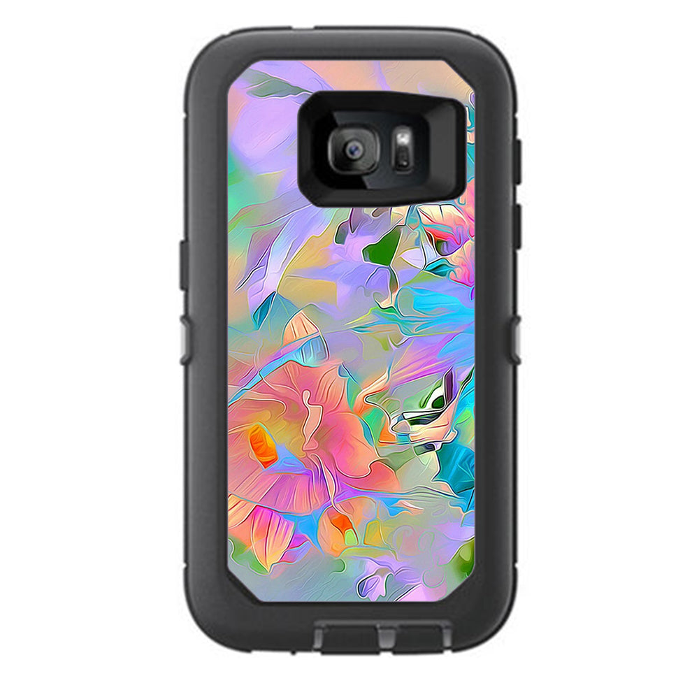  Watercolors Vibrant Floral Paint Otterbox Defender Samsung Galaxy S7 Skin