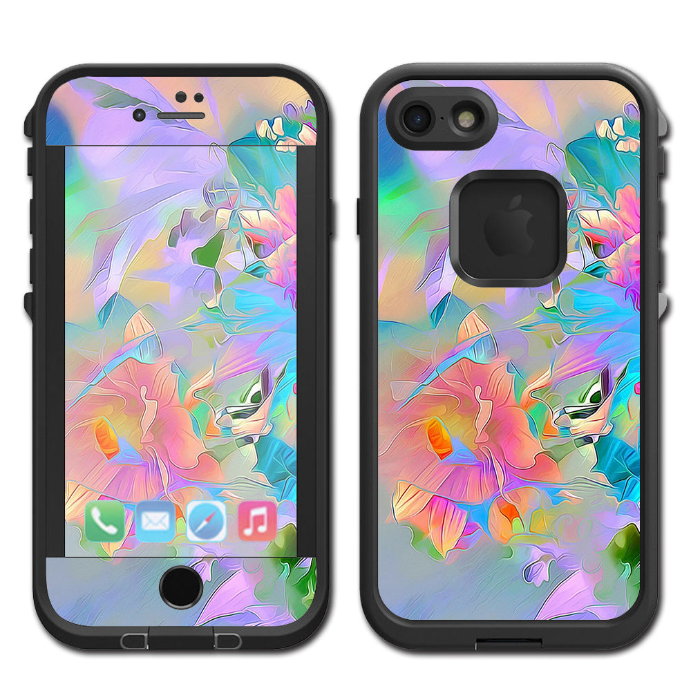  Watercolors Vibrant Floral Paint Lifeproof Fre iPhone 7 or iPhone 8 Skin