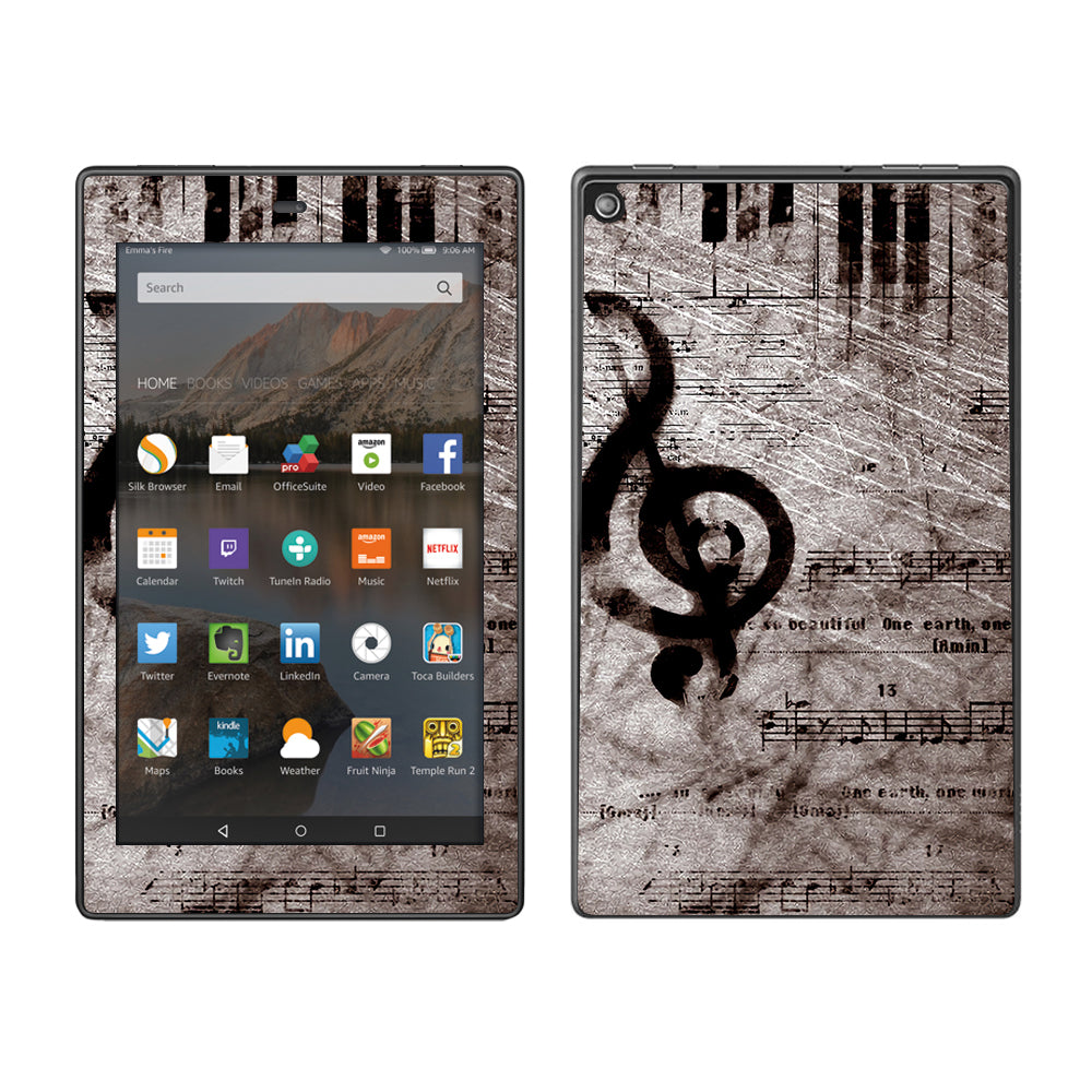  Vintage Piano Key Music Notes Book Page Amazon Fire HD 8 Skin