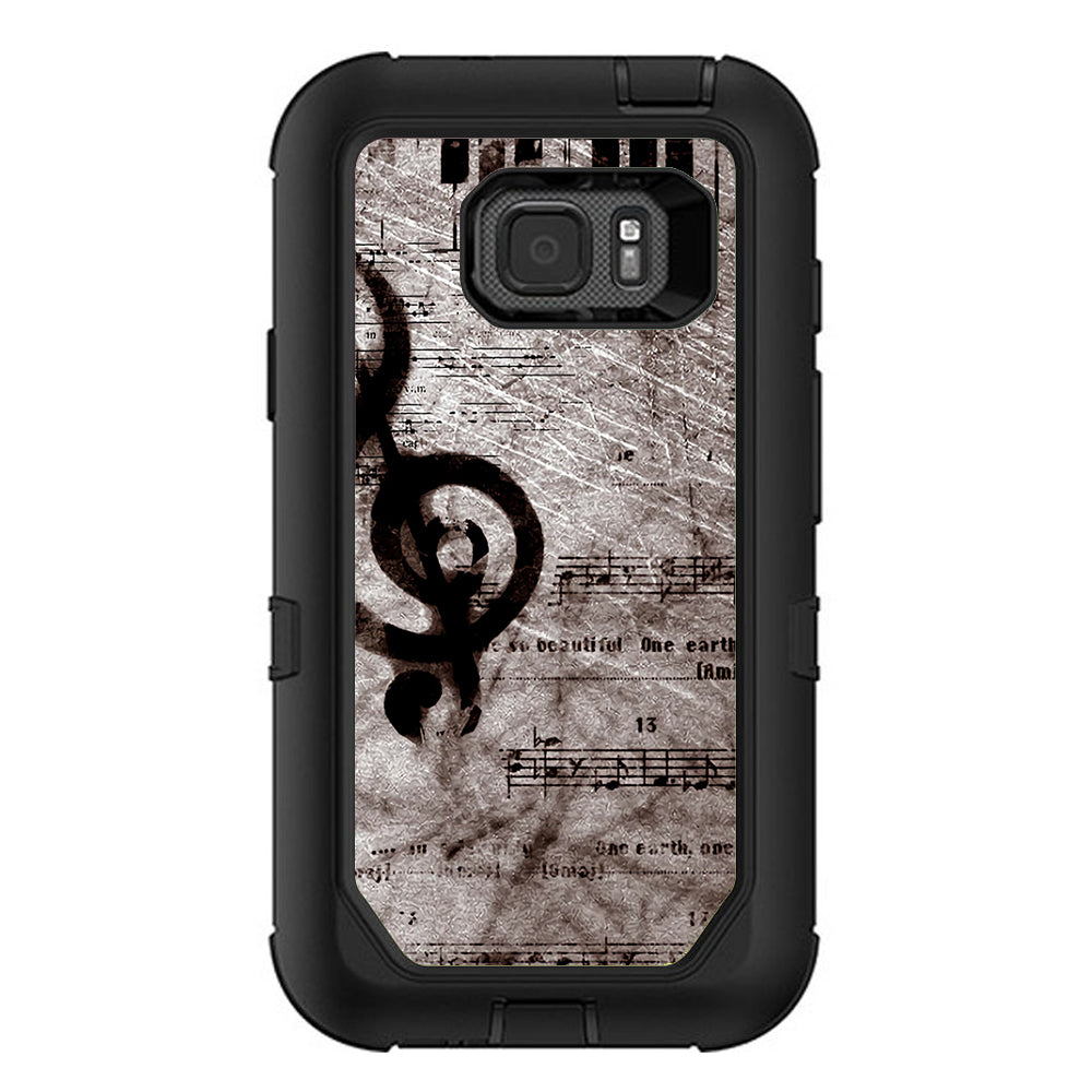  Vintage Piano Key Music Notes Book Page Otterbox Defender Samsung Galaxy S7 Active Skin