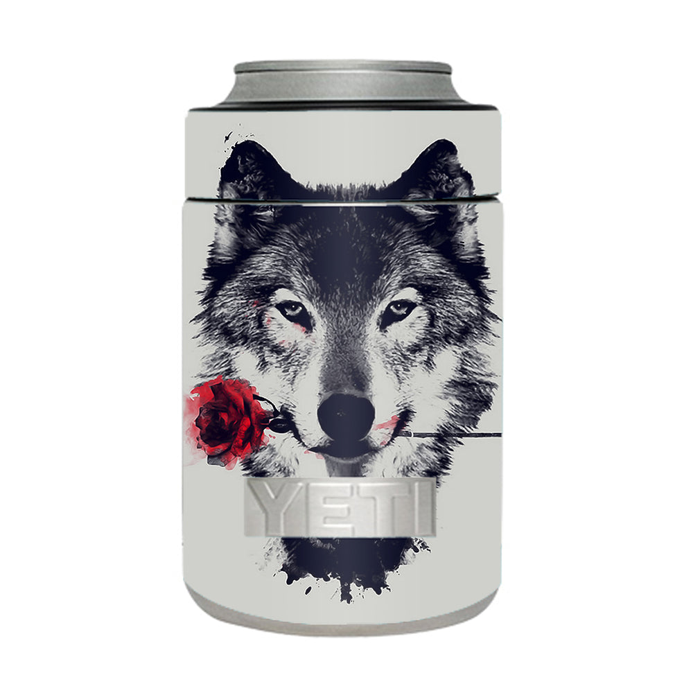 Wolf With Rose In Mouth Yeti Rambler Colster Skin