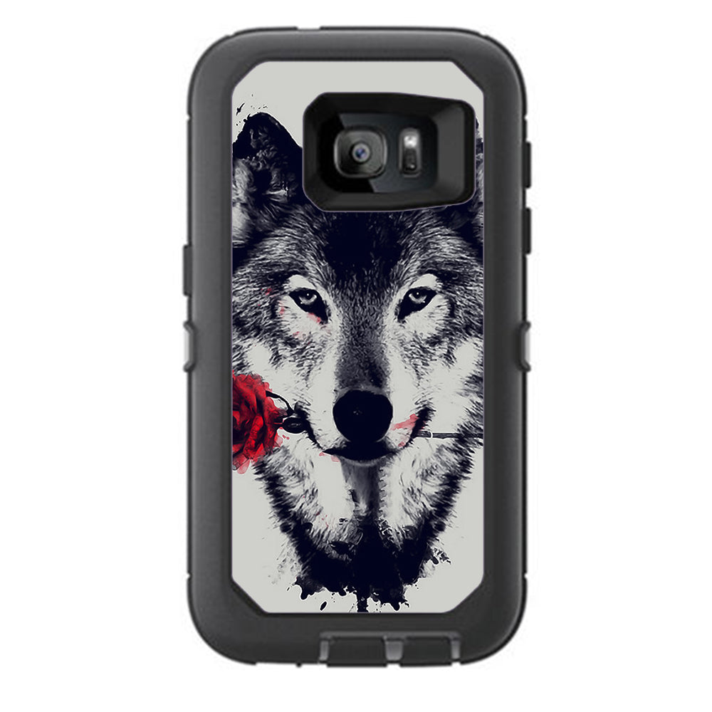  Wolf With Rose In Mouth Otterbox Defender Samsung Galaxy S7 Skin