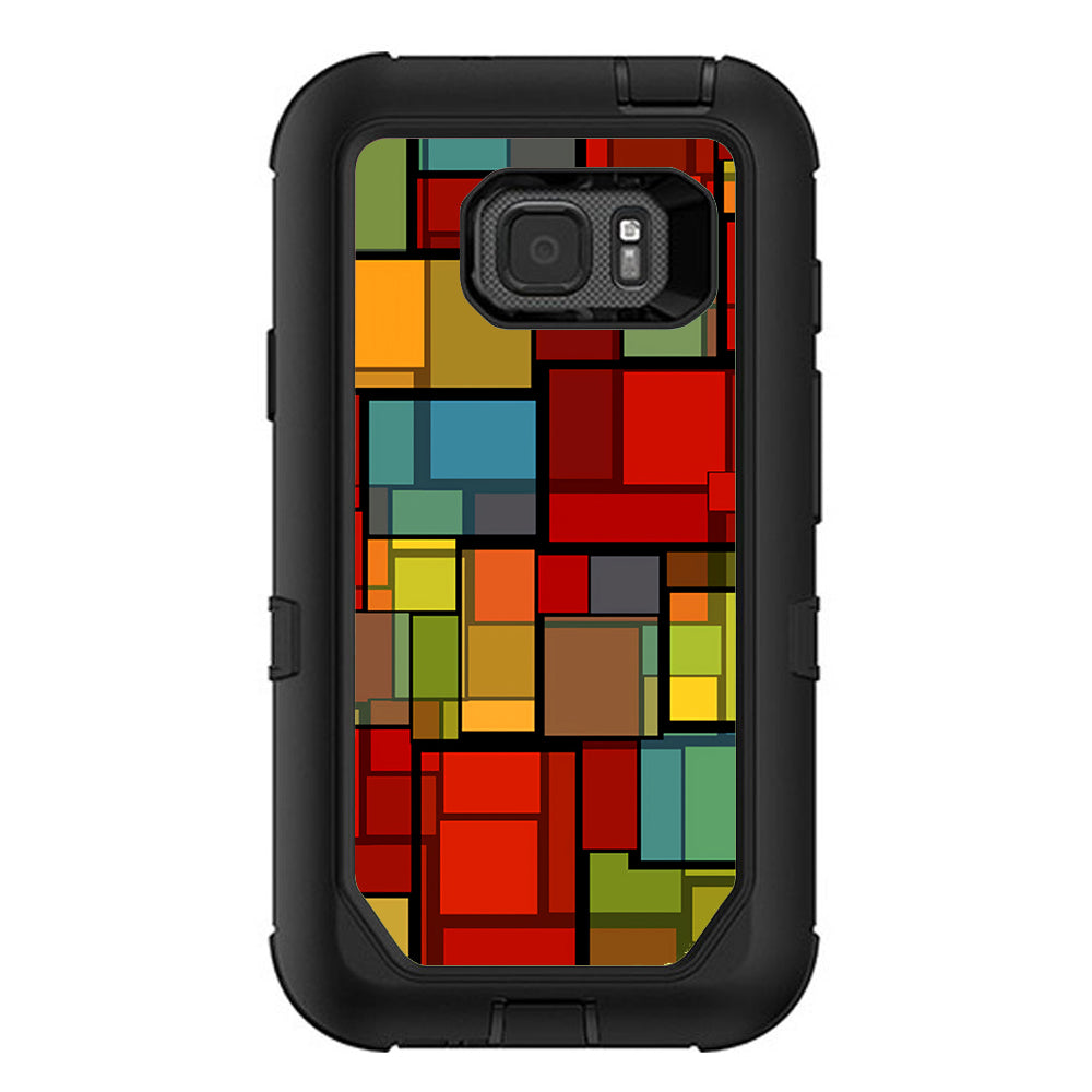  Abstract Colorful Square Pattern Otterbox Defender Samsung Galaxy S7 Active Skin